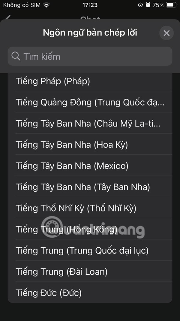 Ngôn ngữ tin nhắn thoại WhatsApp