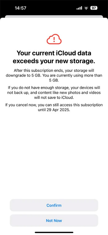 Hủy đăng ký iCloud + trên iPhone