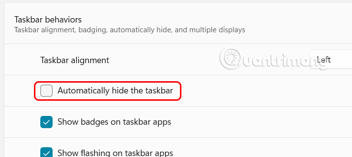 Tắt tự động ẩn Taskbar