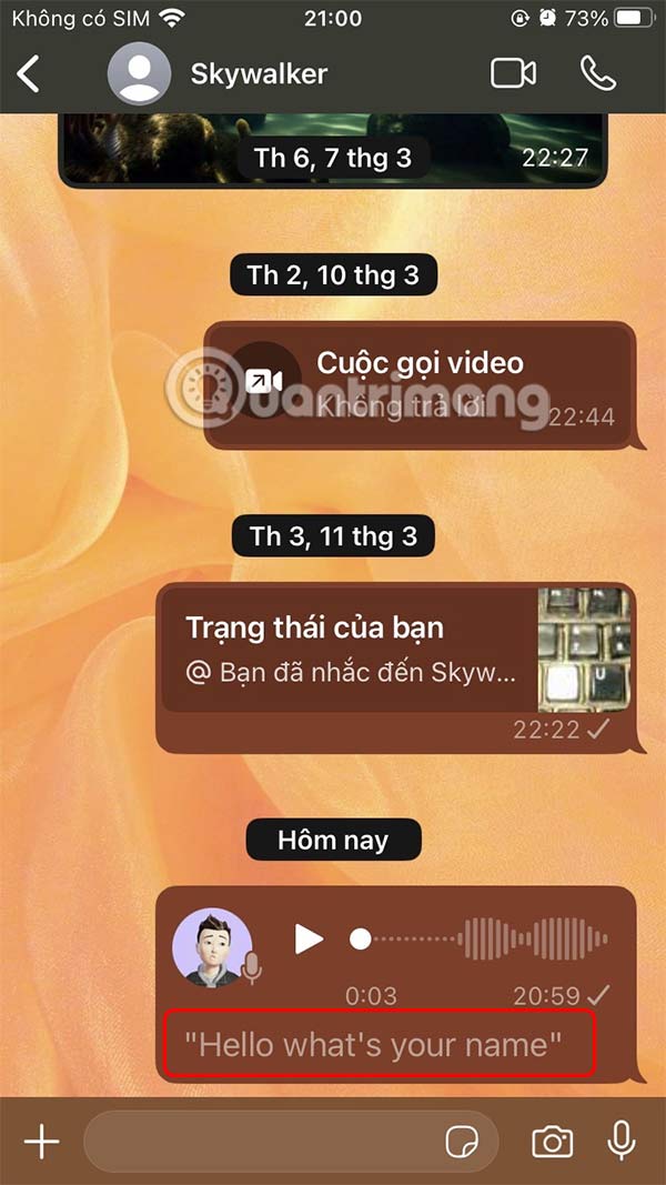 Hiện bản ghi tin nhắn thoại WhatsApp