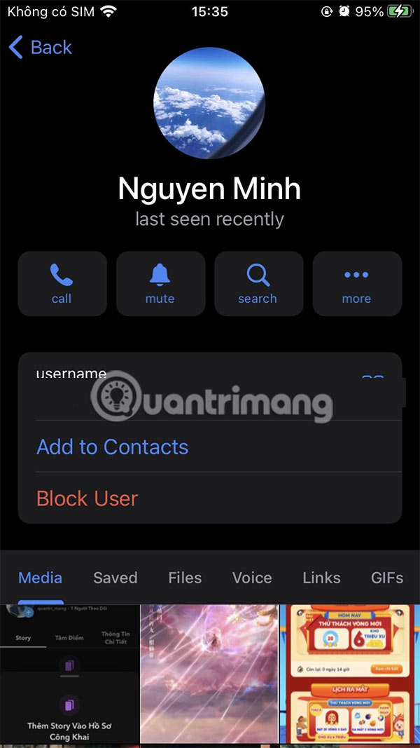 Hiện ảnh profile Telegram công khai