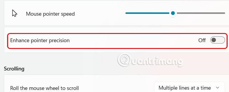 Tắt tăng tốc chuột trên máy tính Windows 11