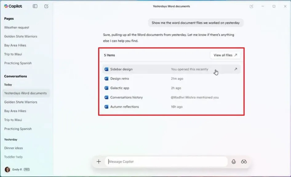 Tìm kiếm tệp bằng Copilot Windows 11