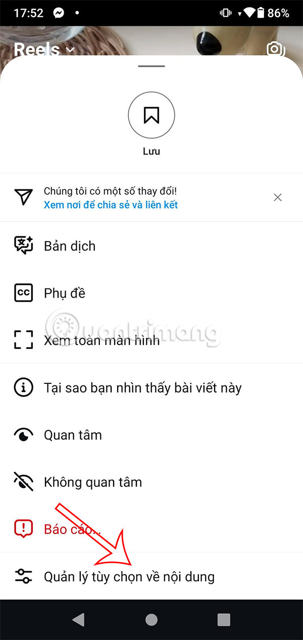Quản lý nội dung Instagram Reels