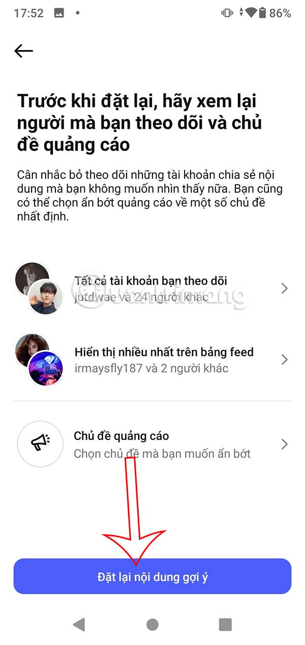 Đặt lại gợi ý mới