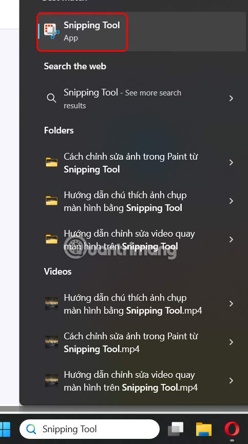 Mở Snipping Tool