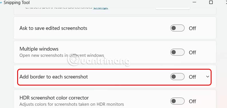 Bật viền ảnh chụp màn hình bằng Snipping Tool