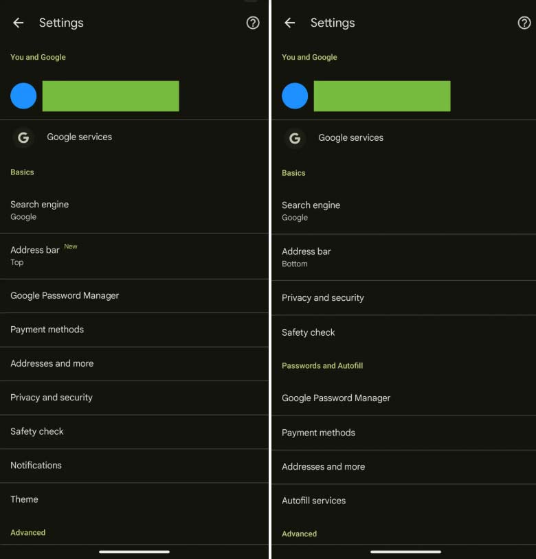 Thay đổi vị trí thanh địa chỉ Chrome Android xuống dưới