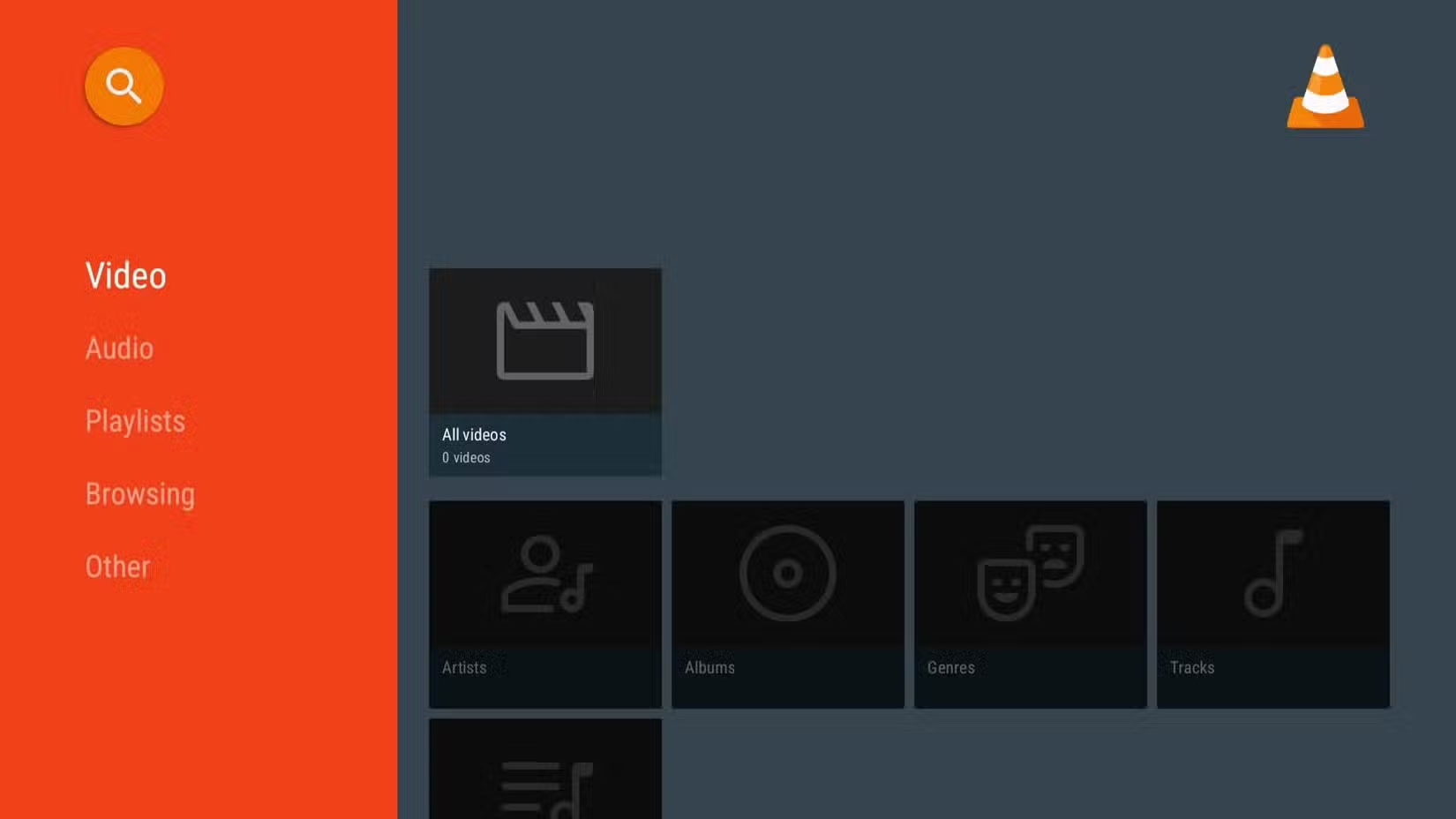 Trang chủ ứng dụng VLC trên Google TV