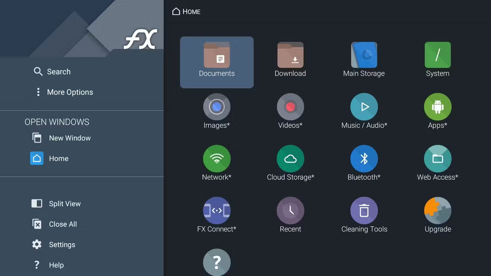 Trang chủ FX File Manager trên Google TV