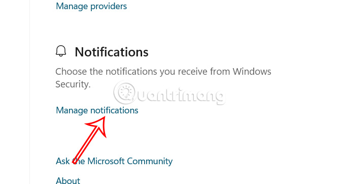 Quản lý thông báo Windows Security