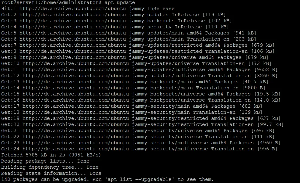 Cập nhật danh sách gói Ubuntu