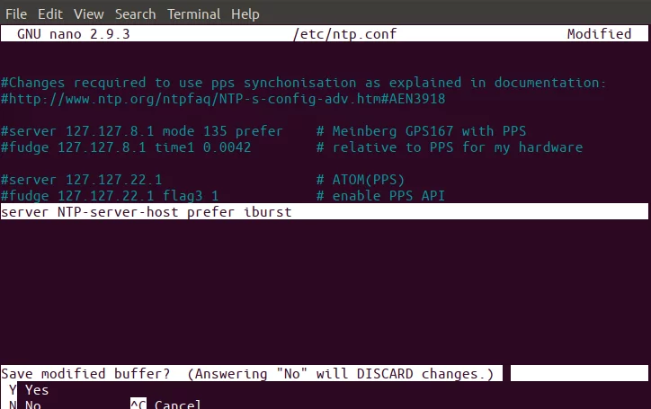 Thêm NTP server vào file ntp.conf