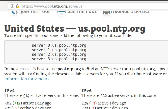 Chọn NTP server pool