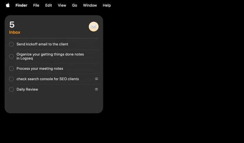 Widget Reminders trong macOS