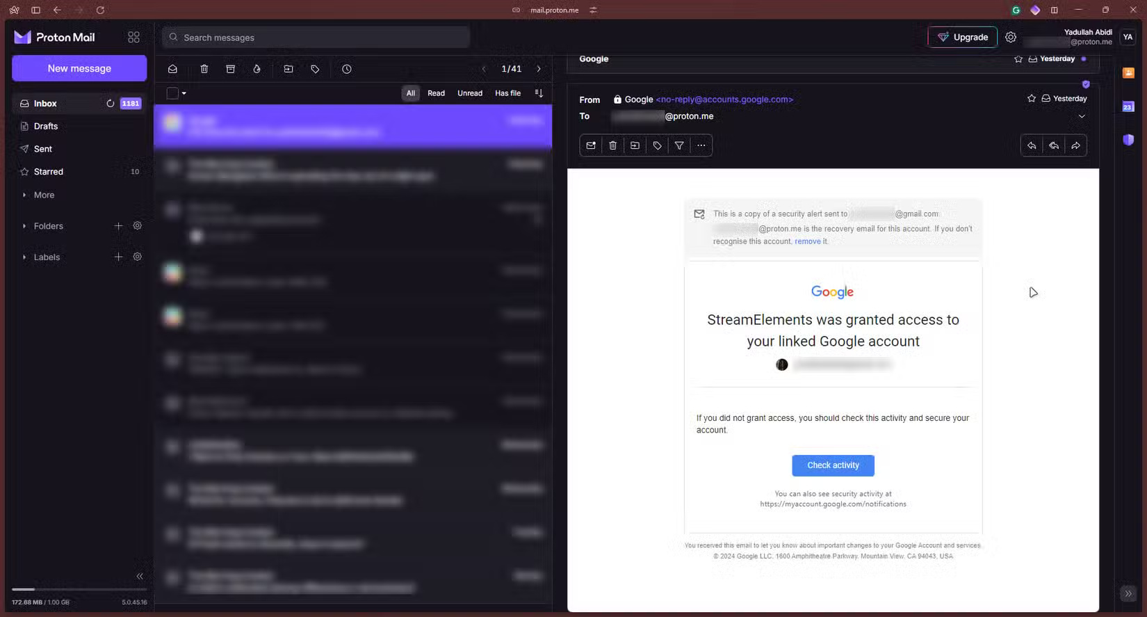 Giao diện người dùng Proton Mail