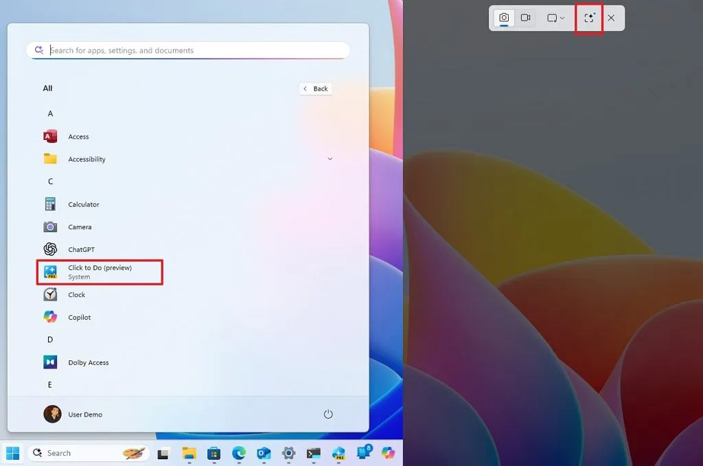 Cách sử dụng Click to Do cho Recall