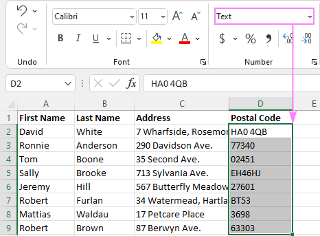 Để giữ nguyên số 0 đứng đầu trong Mail Merge, hãy định dạng số dưới dạng văn bản.