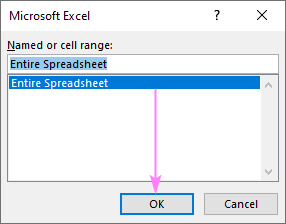 Nhấp vào Entire Spreadsheet