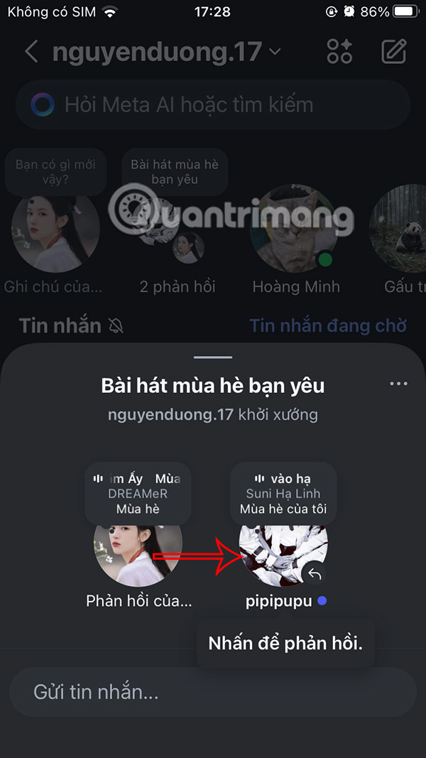 Phản hồi ghi chú từ bạn bè