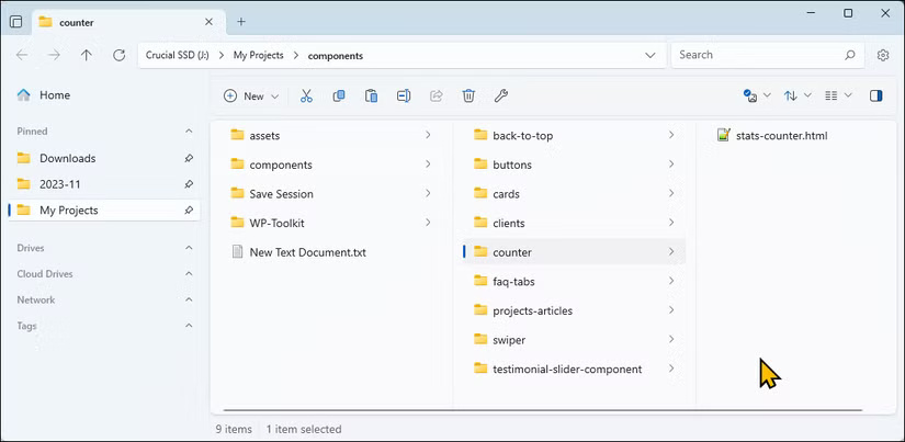 Ứng dụng file hiển thị chế độ xem cột trong Windows 11
