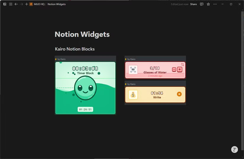 Kairo Notion Blocks mở trong Notion