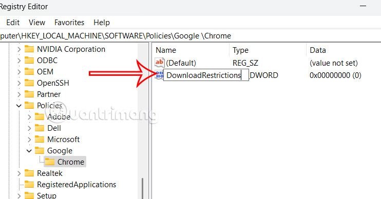 Giá trị DownloadRestrictions trong Windows Registry 