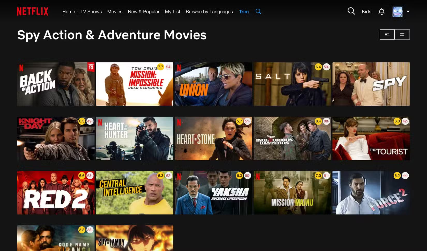 Tìm kiếm thể loại phim hành động & phiêu lưu gián điệp trên Netflix