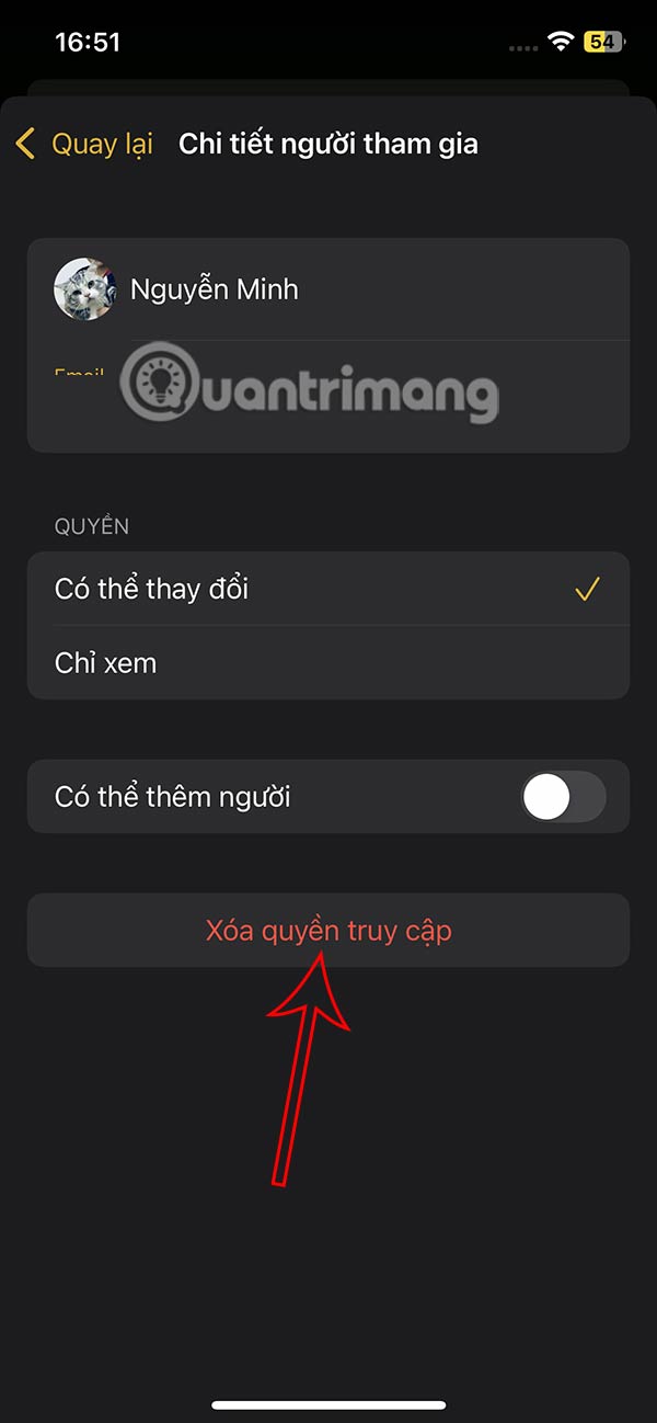 Xóa quyền truy cập ghi chú iPhone