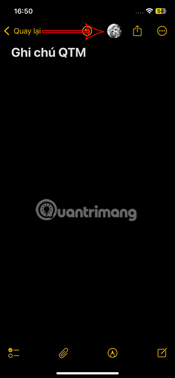 Người cộng tác ghi chú iPhone