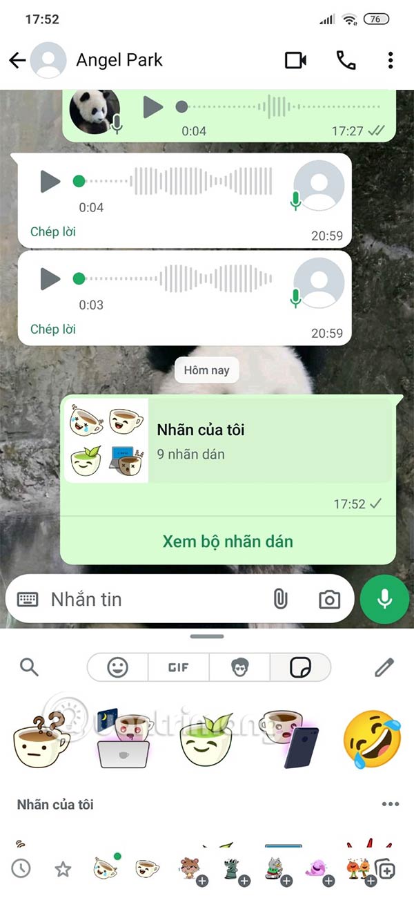 Gửi gói sticker WhatsApp