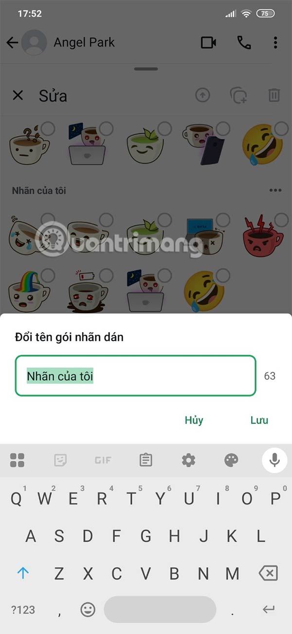 Đổi tên gói sticker WhatsApp