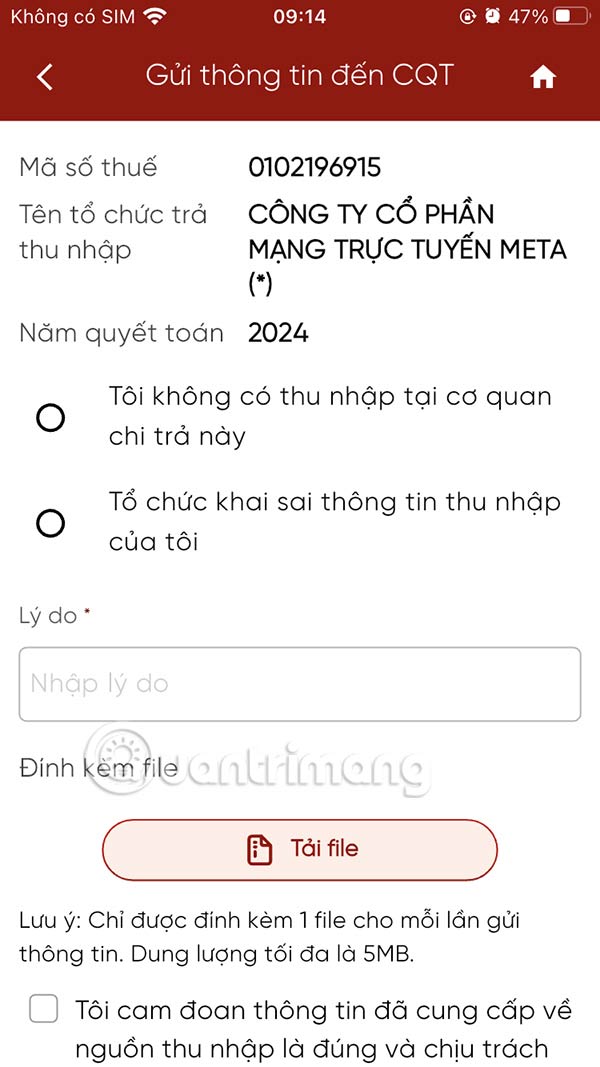 Chọn lý do báo cáo