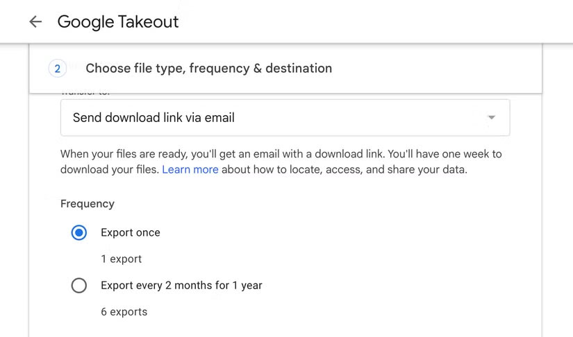 Xuất bản sao email Gmail bằng Google Takeout
