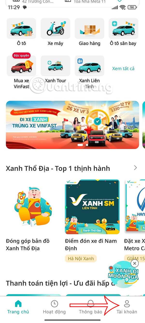Tài khoản Xanh SM