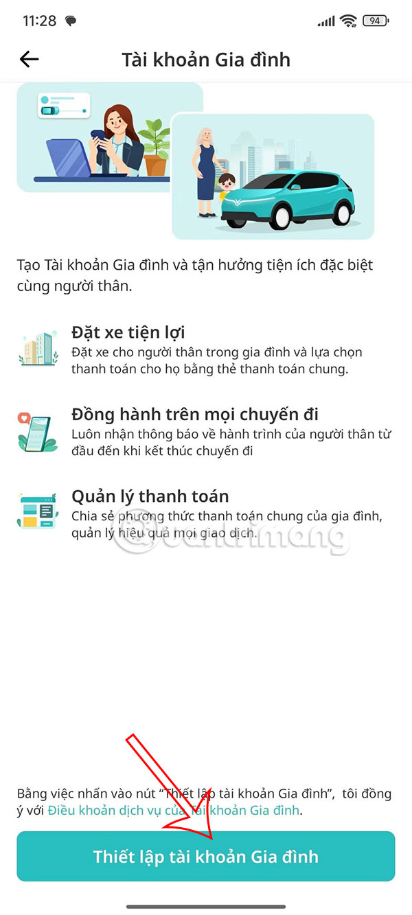 Thông tin tài khoản gia đình