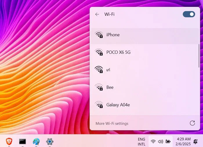 Cho phép SSID đã xóa trong danh sách các mạng Wi-Fi trên khay hệ thống.
