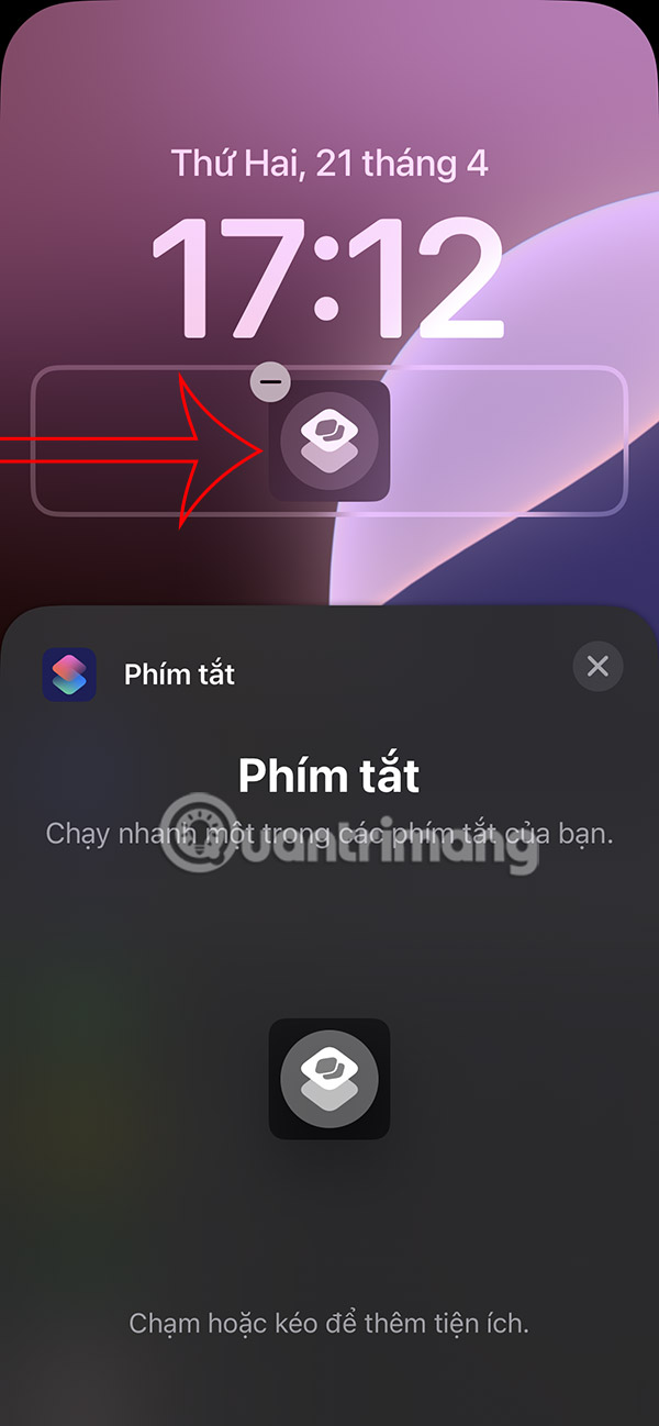 Chỉnh sửa tiện ích Phím tắt