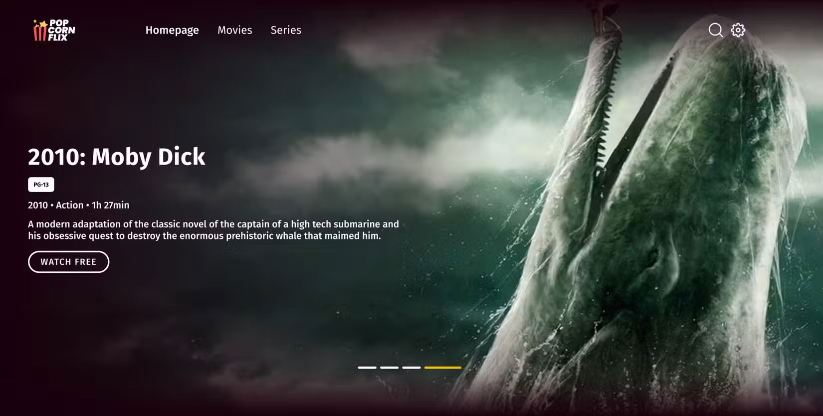 Trang chủ Popcornflix với phim Moby Dick