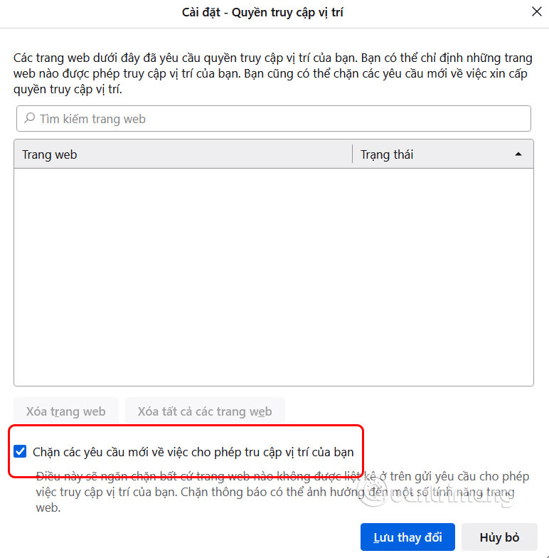 Cách ngăn theo dõi vị trí trong Firefox