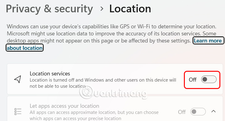 Hướng dẫn tắt theo dõi vị trí trên Windows 11