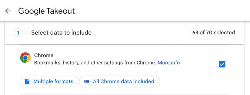 Xuất dữ liệu Chrome thông qua Google Takeout