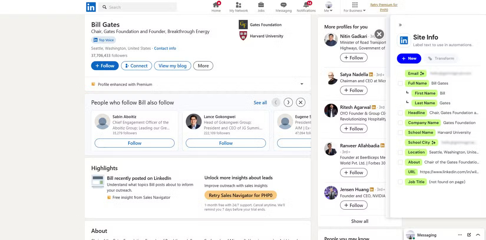 Thu thập dữ liệu LinkedIn bằng Magical