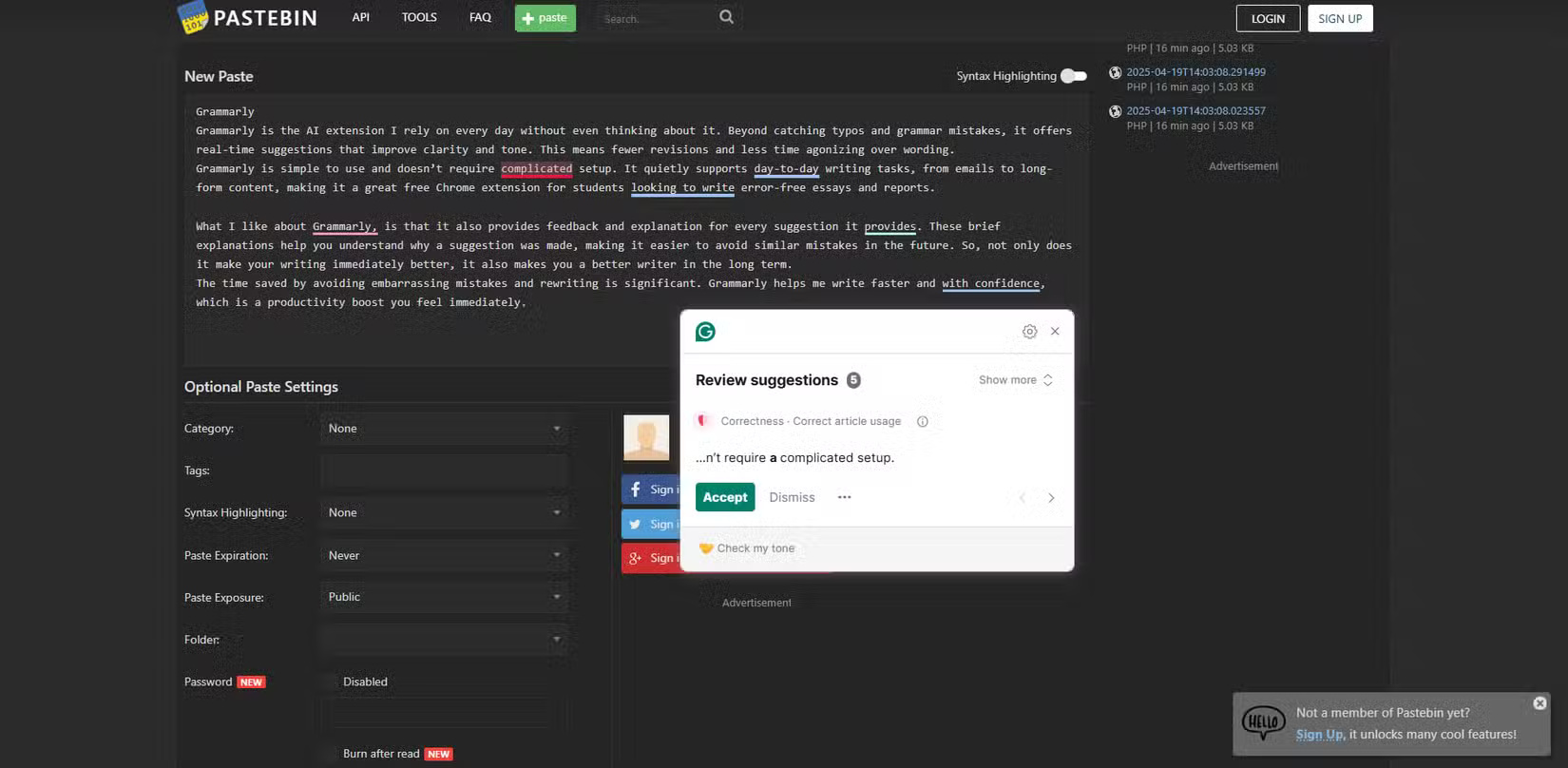 Sửa lỗi bằng Grammarly