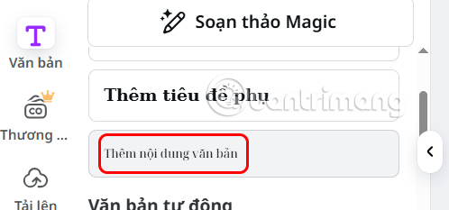 Thêm văn bản trong slide Canva 