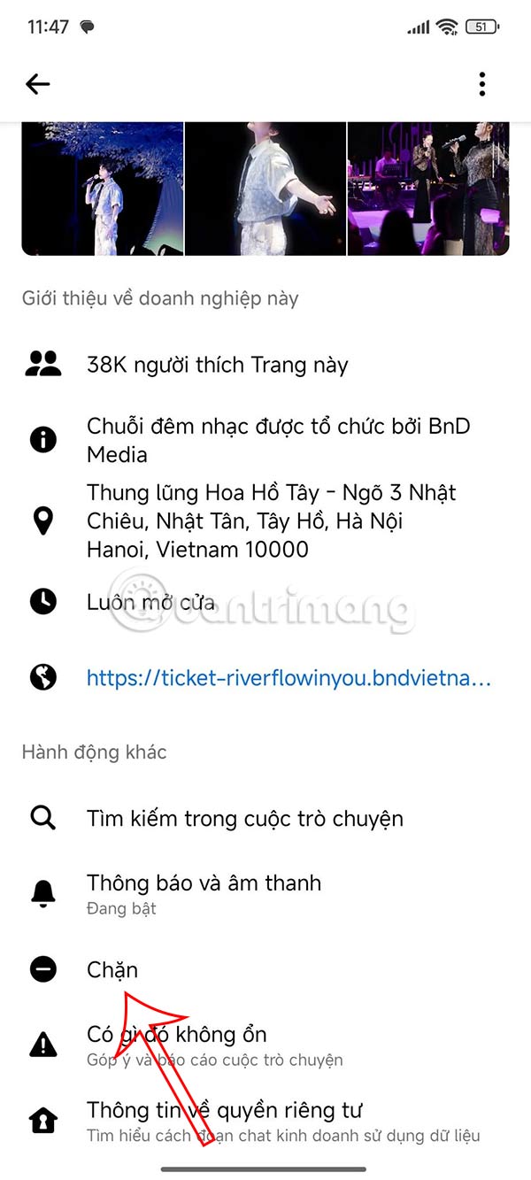 Chặn tài khoản quảng cáo Messenger