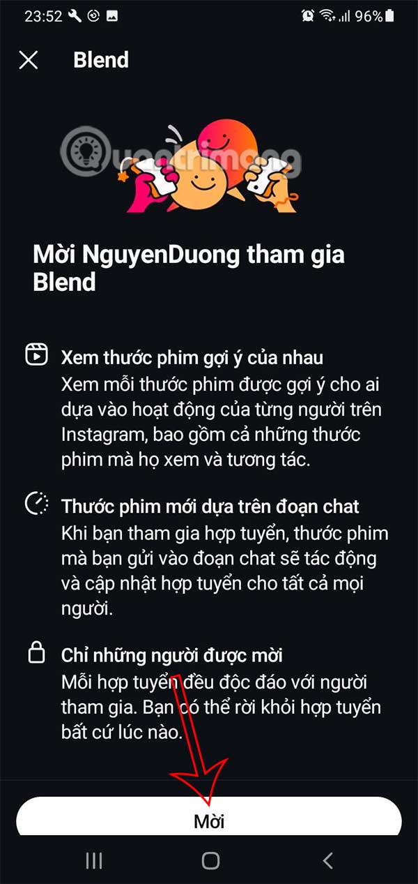 Mời bạn bè tham gia xem chung Instagram Reels