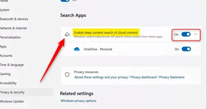 Tìm kiếm lưu trữ đám mây Windows 11