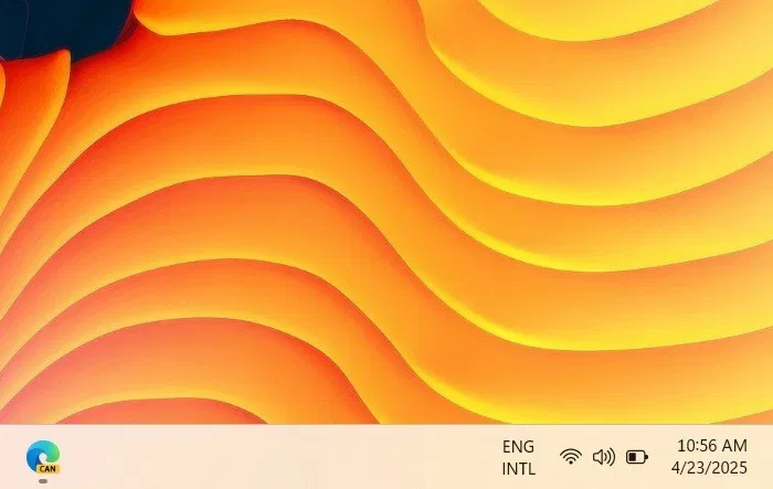 Edge Canary dưới dạng biểu tượng menu trên thanh tác vụ Windows.