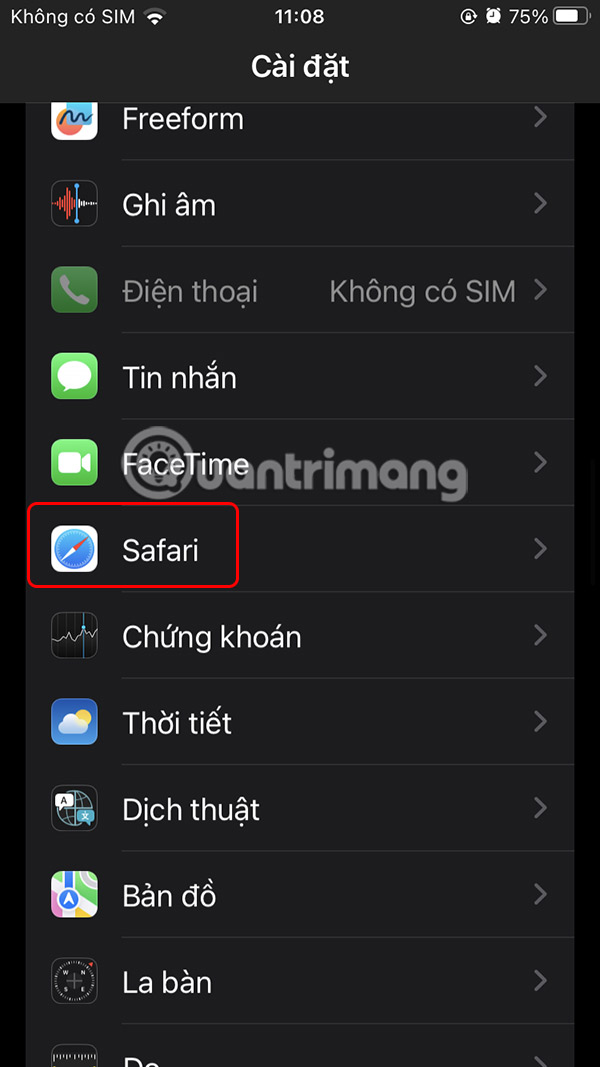 Chỉnh Safari